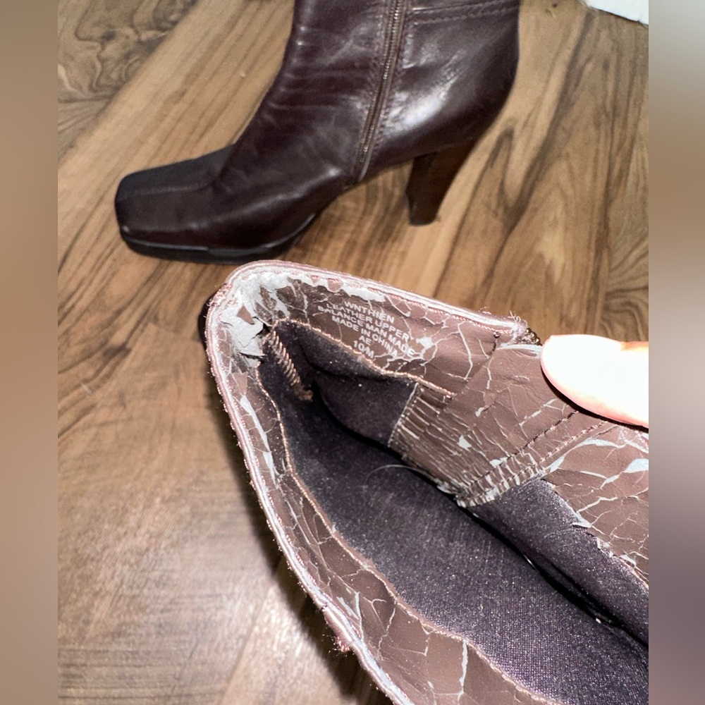 Nine West Heeled Brown Leather Boots Size 10 M - Picture 13 of 15
